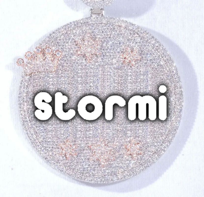 CUSTOM LETTER NECKLACE 3D BIG CROWN DISC sold by The GUU Shop