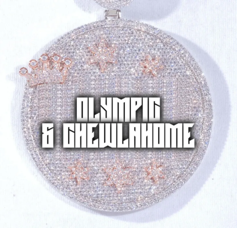 CUSTOM LETTER NECKLACE 3D BIG CROWN DISC sold by The GUU Shop