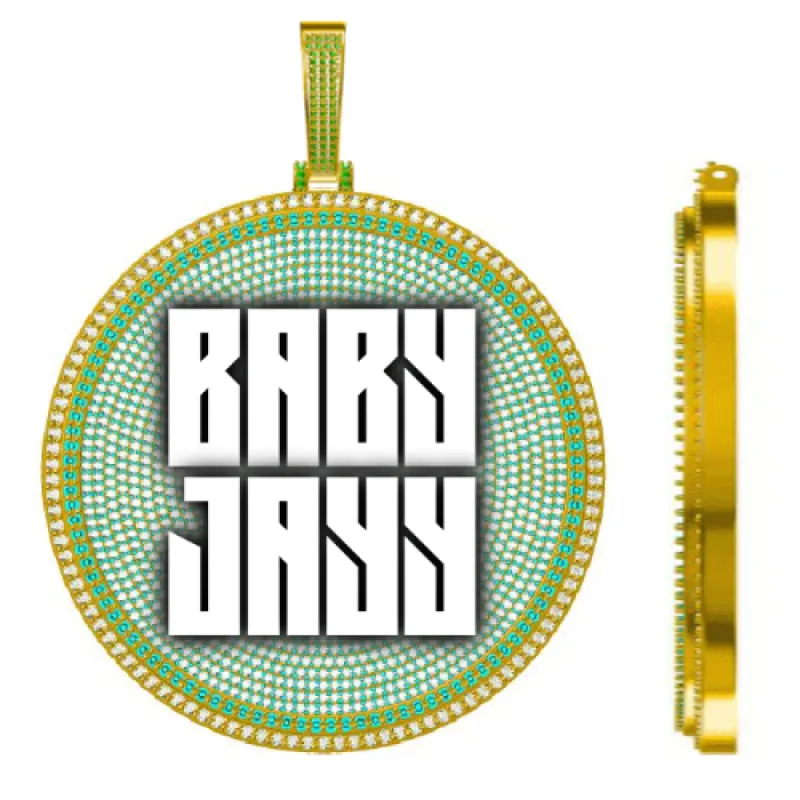 CUSTOM LETTER NECKLACE 3D BIG DISC sold by The GUU Shop