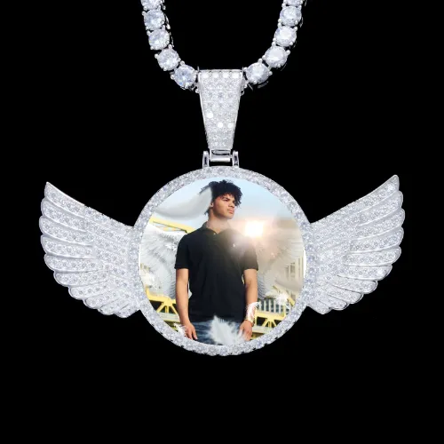 925S & VVS Moissanite 3D Wing Custom Picture Pendant sold by The GUU Shop