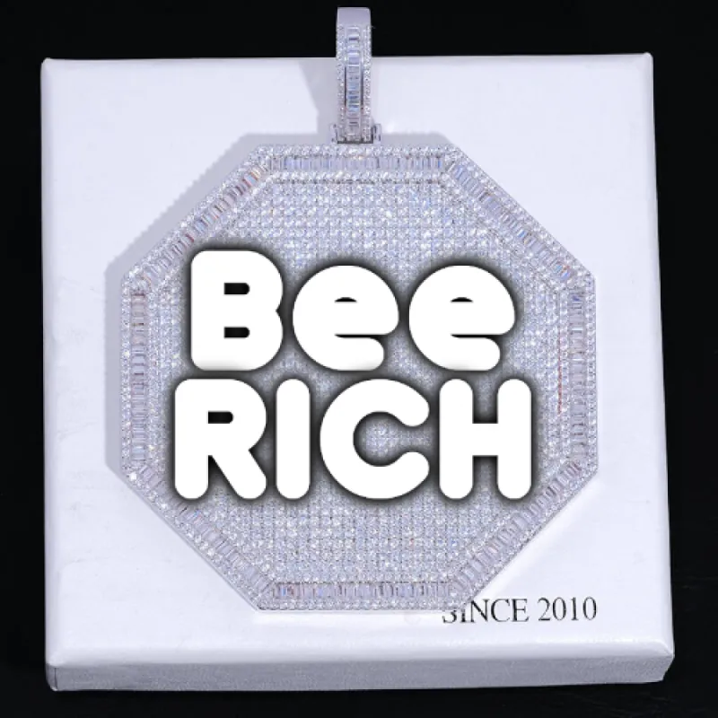 CUSTOM LETTER NECKLACE 3D BIG OCTAGON sold by The GUU Shop