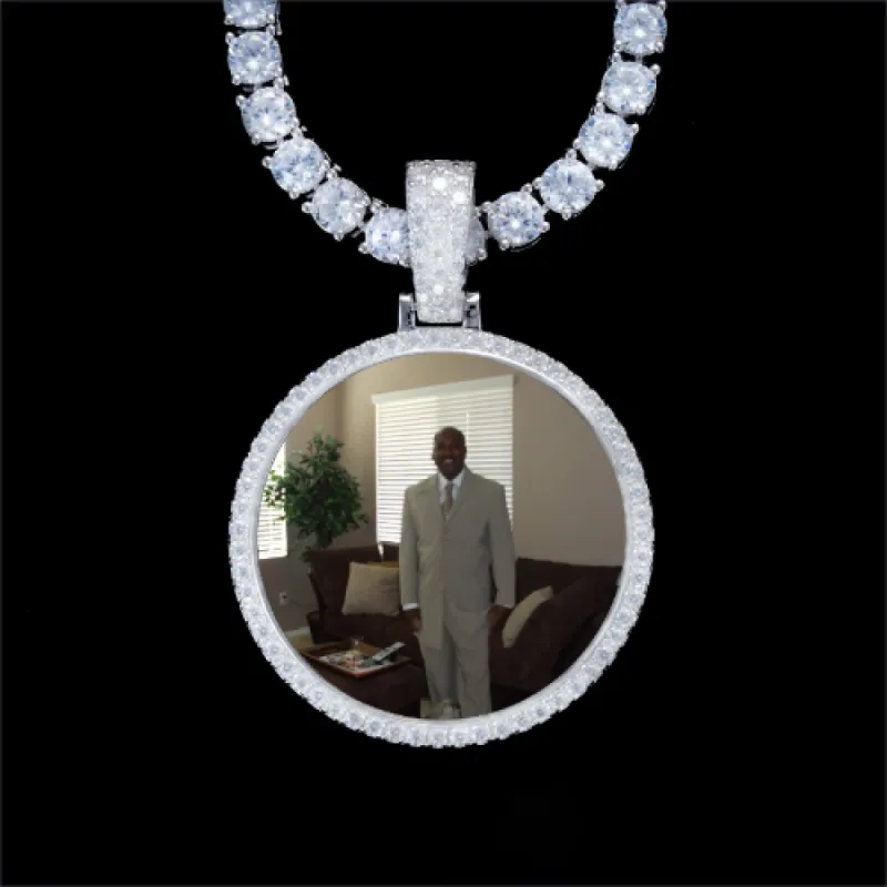 925S & VVS Moissanite 3D Circle Custom Picture Pendant sold by The GUU Shop