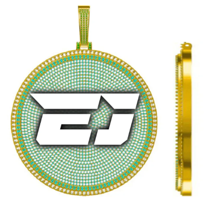 CUSTOM LETTER NECKLACE 3D BIG DISC sold by The GUU Shop