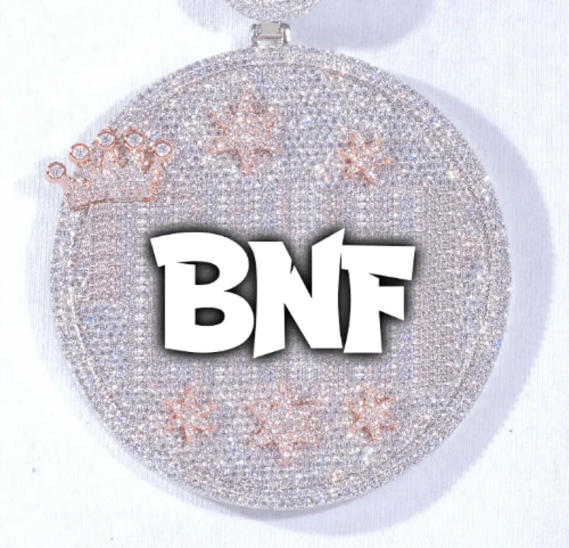 CUSTOM LETTER NECKLACE 3D BIG CROWN DISC sold by The GUU Shop