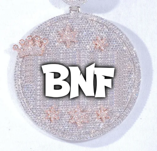 CUSTOM LETTER NECKLACE 3D BIG CROWN DISC sold by The GUU Shop