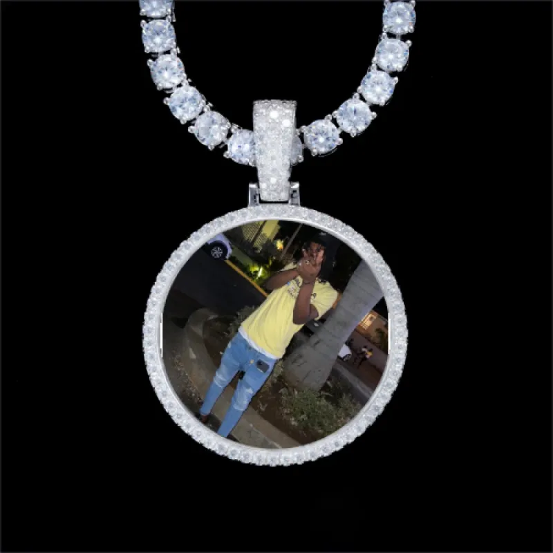 925S & VVS Moissanite 3D Circle Custom Picture Pendant sold by The GUU Shop