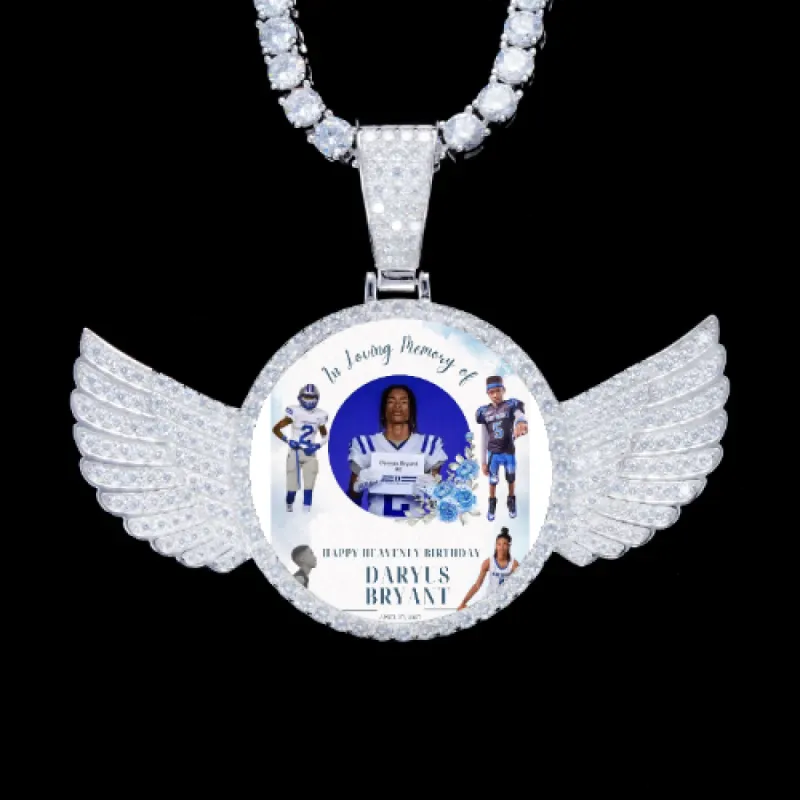 925S & VVS Moissanite 3D Wing Custom Picture Pendant sold by The GUU Shop