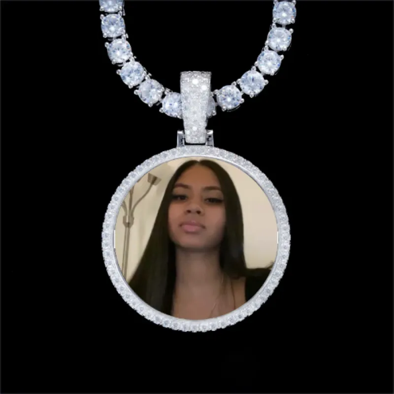 925S & VVS Moissanite 3D Circle Custom Picture Pendant sold by The GUU Shop