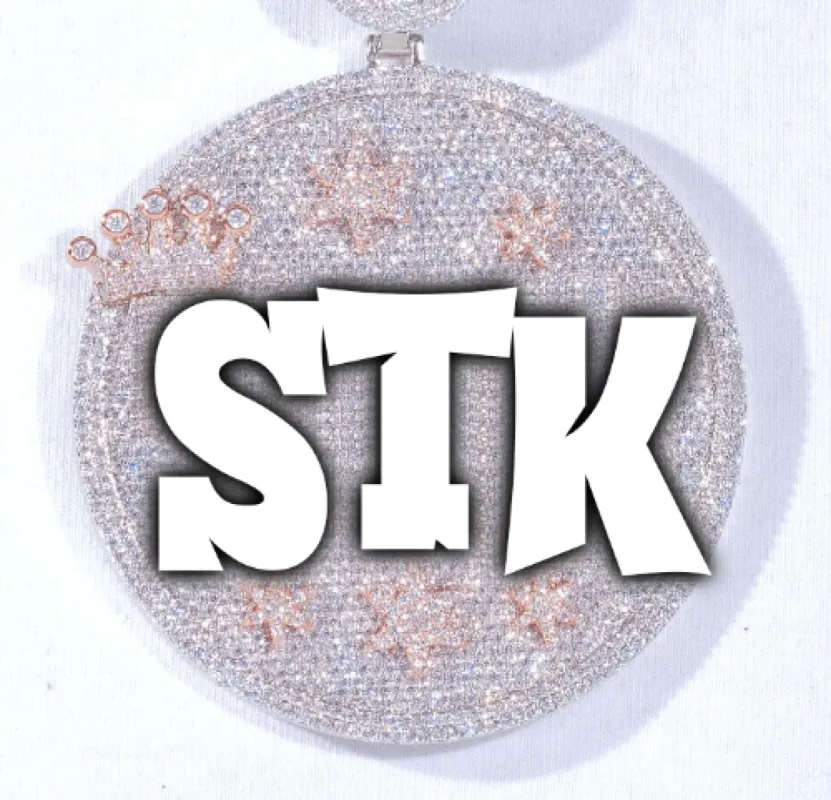 CUSTOM LETTER NECKLACE 3D BIG CROWN DISC sold by The GUU Shop