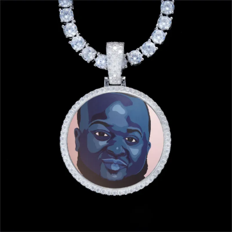 925S & VVS Moissanite 3D Circle Custom Picture Pendant sold by The GUU Shop