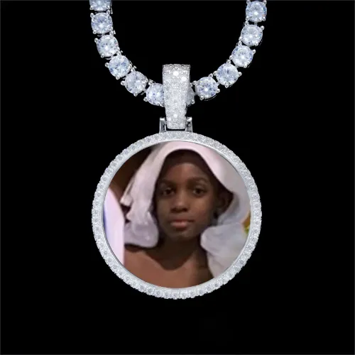 925S & VVS Moissanite 3D Circle Custom Picture Pendant sold by The GUU Shop