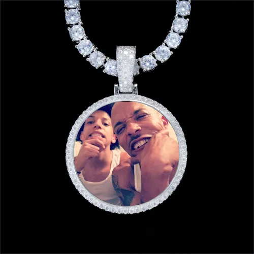 925S & VVS Moissanite 3D Circle Custom Picture Pendant sold by The GUU Shop