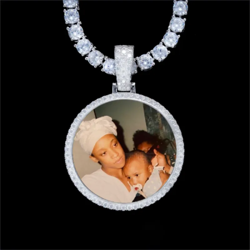 925S & VVS Moissanite 3D Circle Custom Picture Pendant sold by The GUU Shop