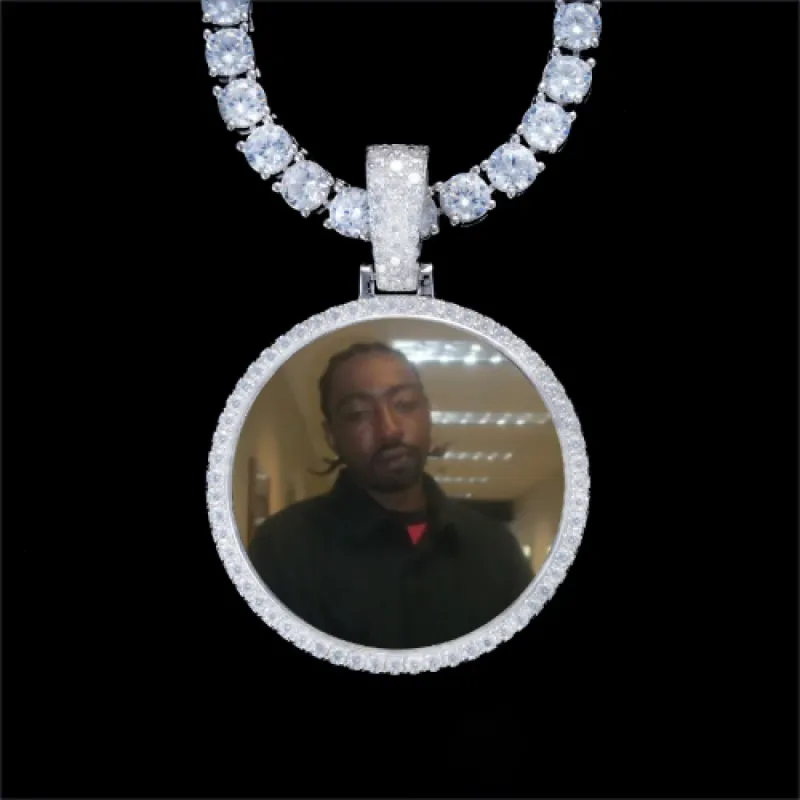 925S & VVS Moissanite 3D Circle Custom Picture Pendant sold by The GUU Shop