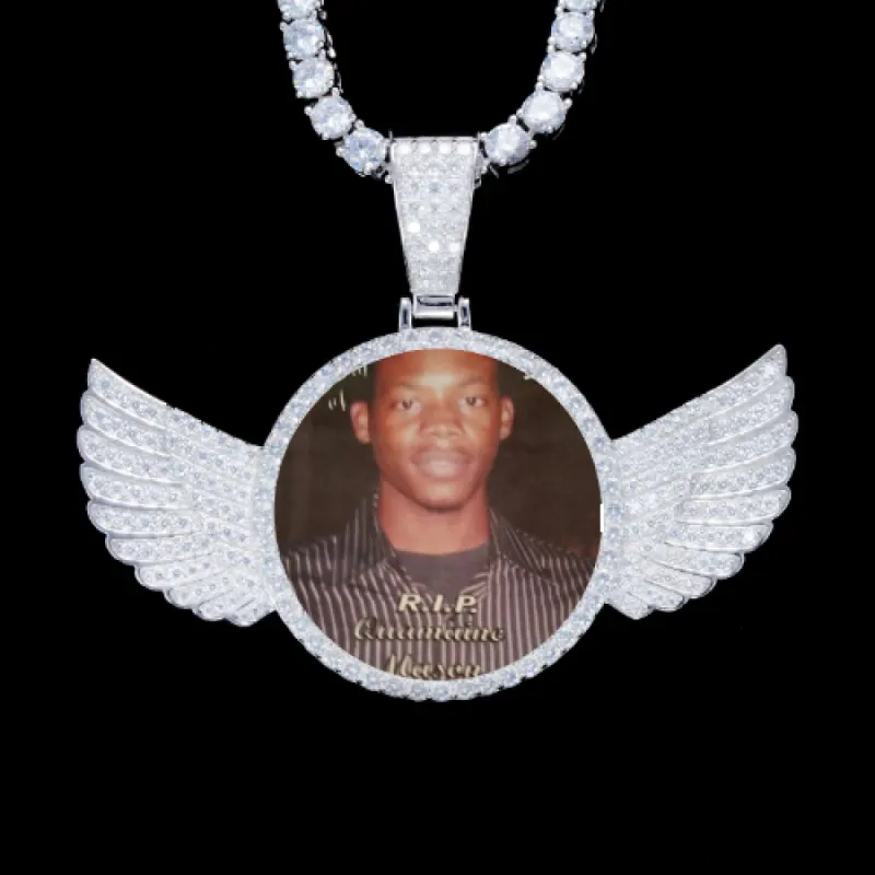 925S & VVS Moissanite 3D Wing Custom Picture Pendant sold by The GUU Shop