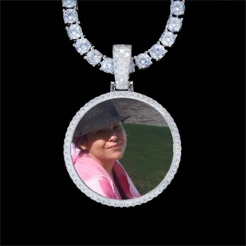 925S & VVS Moissanite 3D Circle Custom Picture Pendant sold by The GUU Shop