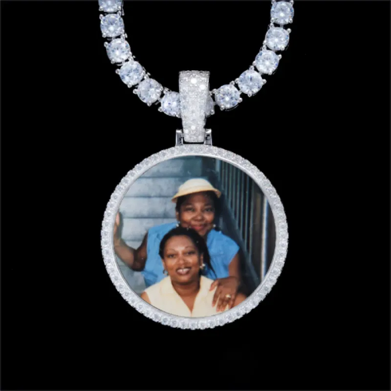 925S & VVS Moissanite 3D Circle Custom Picture Pendant sold by The GUU Shop