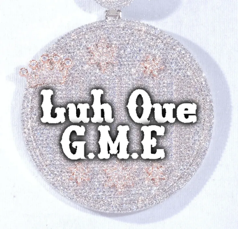 CUSTOM LETTER NECKLACE 3D BIG CROWN DISC sold by The GUU Shop