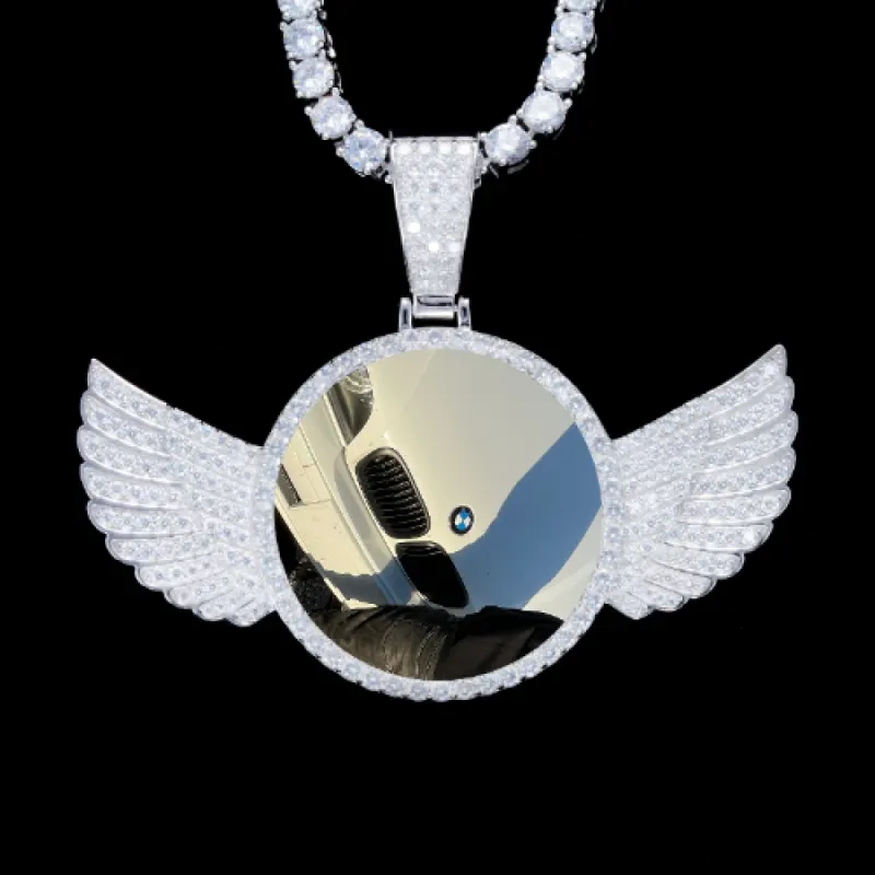 925S & VVS Moissanite 3D Wing Custom Picture Pendant sold by The GUU Shop