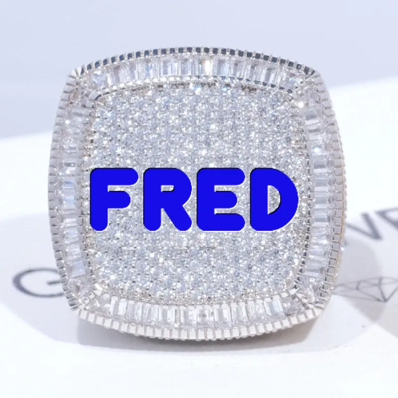 CUSTOM LETTER 3D ICED RING sold by The GUU Shop