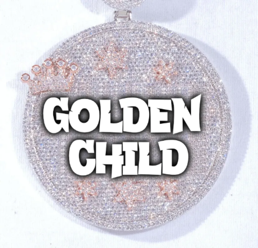 CUSTOM LETTER NECKLACE 3D BIG CROWN DISC sold by The GUU Shop