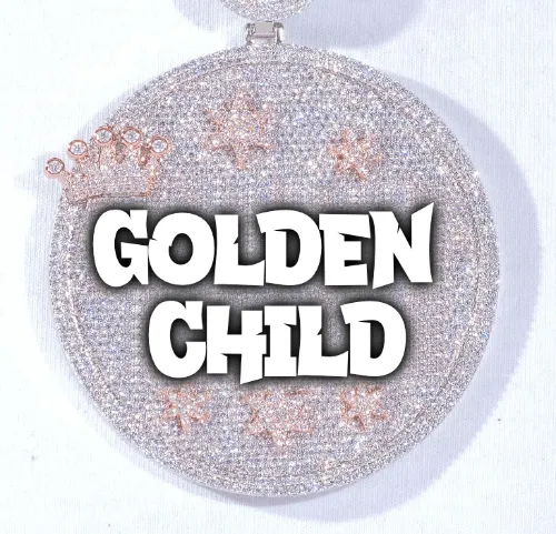 CUSTOM LETTER NECKLACE 3D BIG CROWN DISC sold by The GUU Shop