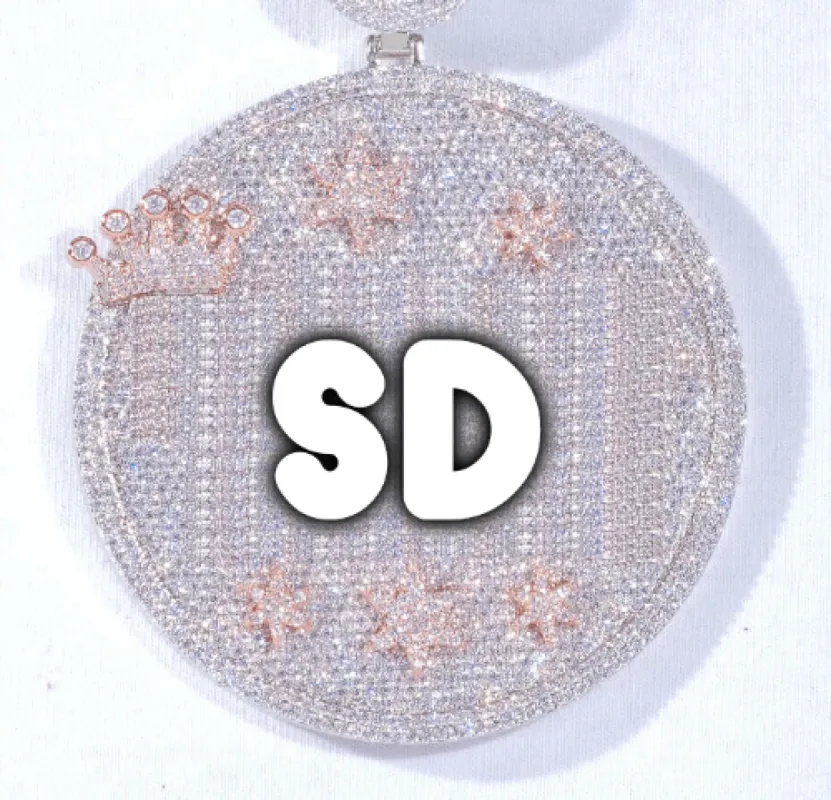 CUSTOM LETTER NECKLACE 3D BIG CROWN DISC made by The GUU Shop