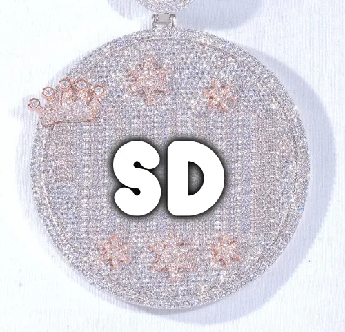 CUSTOM LETTER NECKLACE 3D BIG CROWN DISC sold by The GUU Shop