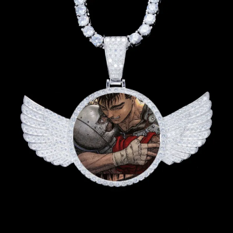 925S & VVS Moissanite 3D Wing Custom Picture Pendant sold by The GUU Shop