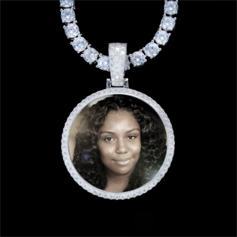 925S & VVS Moissanite 3D Circle Custom Picture Pendant sold by The GUU Shop