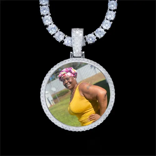 925S & VVS Moissanite 3D Circle Custom Picture Pendant sold by The GUU Shop