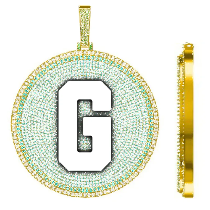 CUSTOM LETTER NECKLACE 3D BIG DISC sold by The GUU Shop