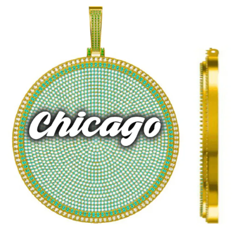 CUSTOM LETTER NECKLACE 3D BIG DISC sold by The GUU Shop