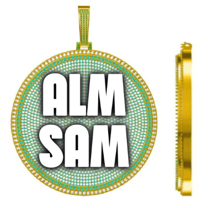 CUSTOM LETTER NECKLACE 3D BIG DISC sold by The GUU Shop