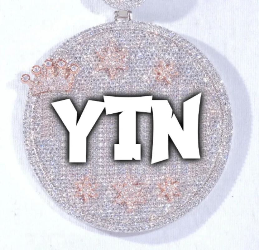 CUSTOM LETTER NECKLACE 3D BIG CROWN DISC sold by The GUU Shop