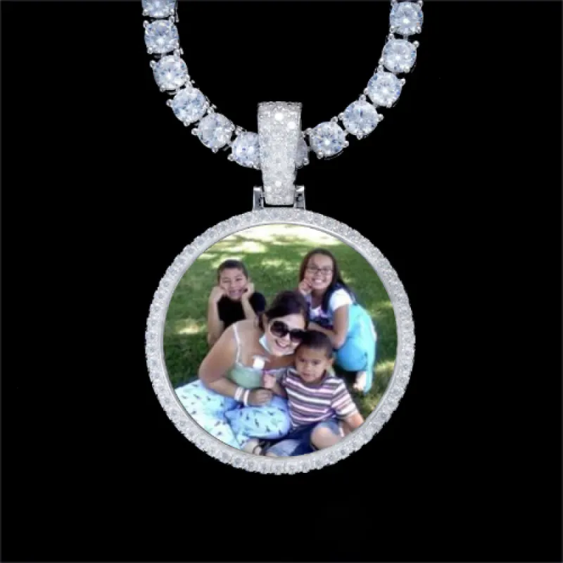 925S & VVS Moissanite 3D Circle Custom Picture Pendant sold by The GUU Shop