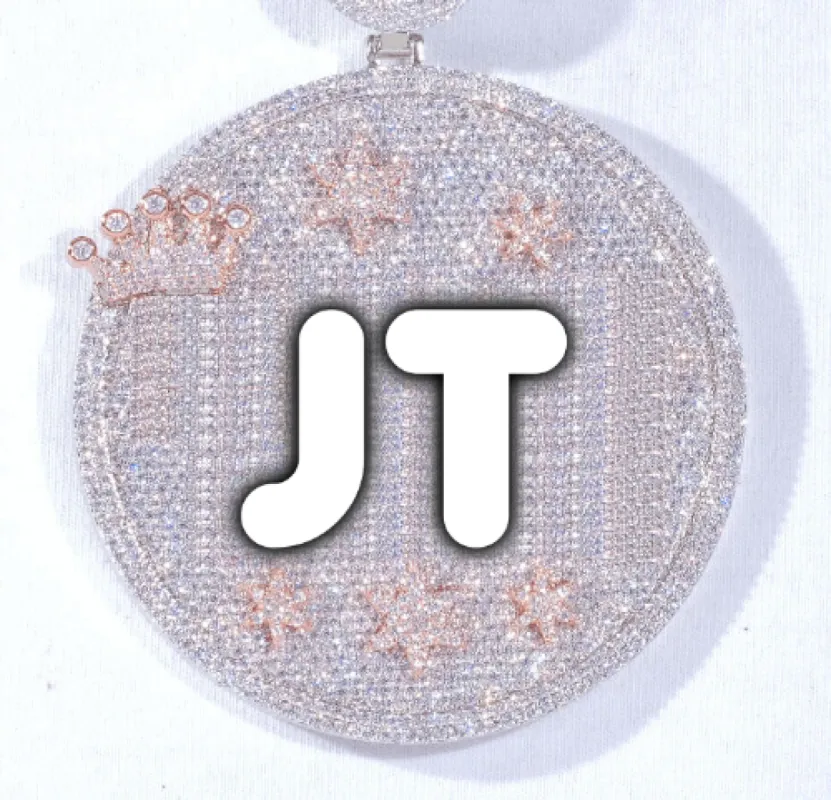 CUSTOM LETTER NECKLACE 3D BIG CROWN DISC sold by The GUU Shop