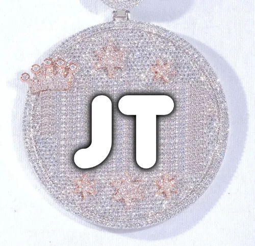 CUSTOM LETTER NECKLACE 3D BIG CROWN DISC sold by The GUU Shop