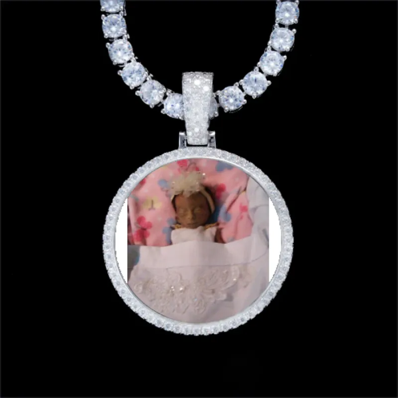 925S & VVS Moissanite 3D Circle Custom Picture Pendant sold by The GUU Shop