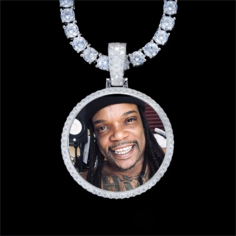 925S & VVS Moissanite 3D Circle Custom Picture Pendant sold by The GUU Shop