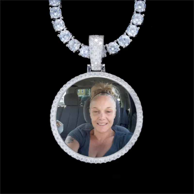 925S & VVS Moissanite 3D Circle Custom Picture Pendant sold by The GUU Shop