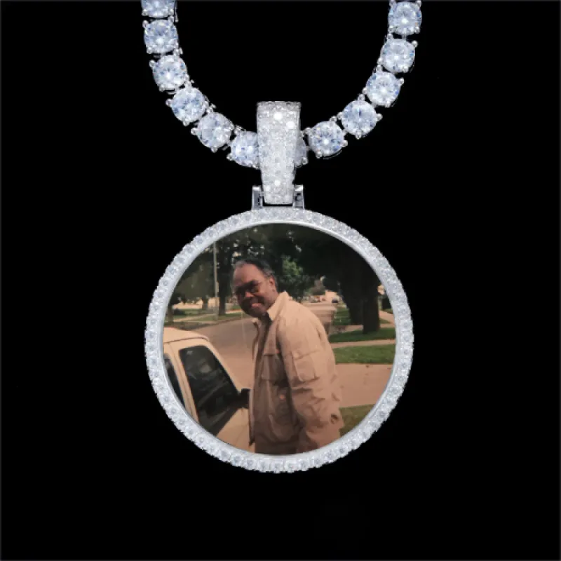925S & VVS Moissanite 3D Circle Custom Picture Pendant sold by The GUU Shop