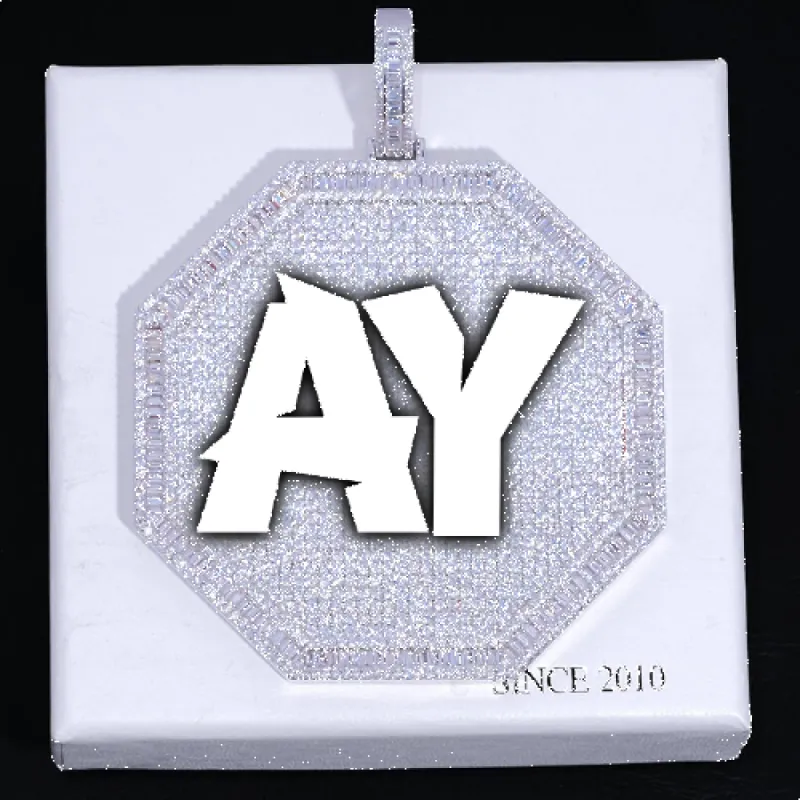 CUSTOM LETTER NECKLACE 3D BIG OCTAGON sold by The GUU Shop