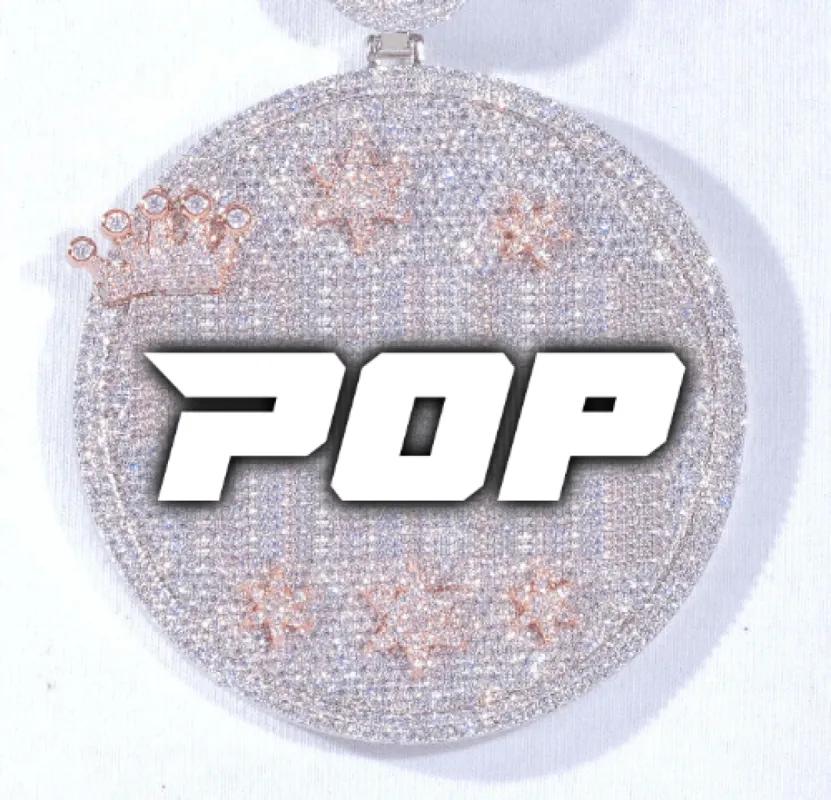 CUSTOM LETTER NECKLACE 3D BIG CROWN DISC sold by The GUU Shop