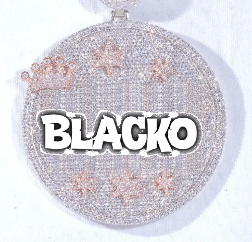 CUSTOM LETTER NECKLACE 3D BIG CROWN DISC sold by The GUU Shop