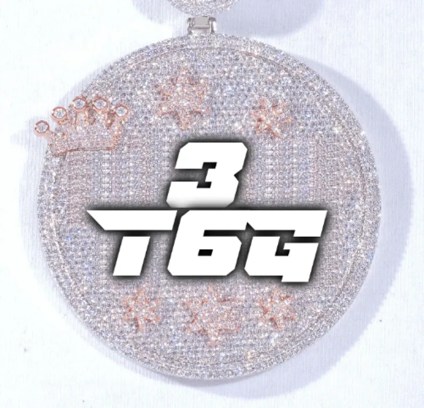 CUSTOM LETTER NECKLACE 3D BIG CROWN DISC sold by The GUU Shop