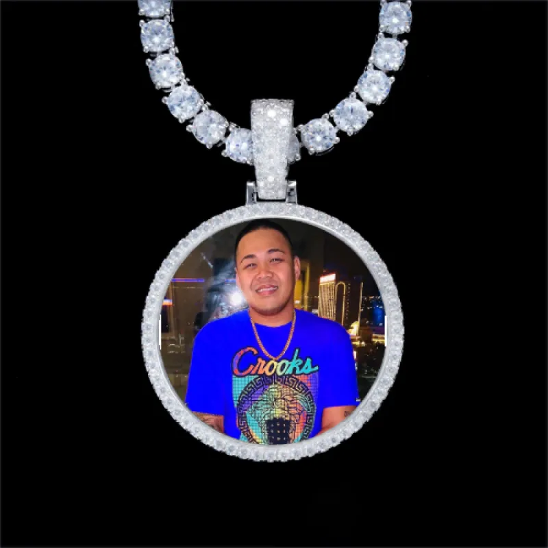 925S & VVS Moissanite 3D Circle Custom Picture Pendant sold by The GUU Shop