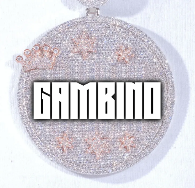 CUSTOM LETTER NECKLACE 3D BIG CROWN DISC sold by The GUU Shop