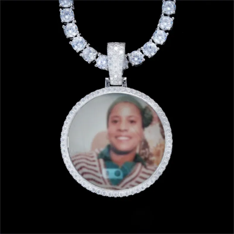 925S & VVS Moissanite 3D Circle Custom Picture Pendant sold by The GUU Shop