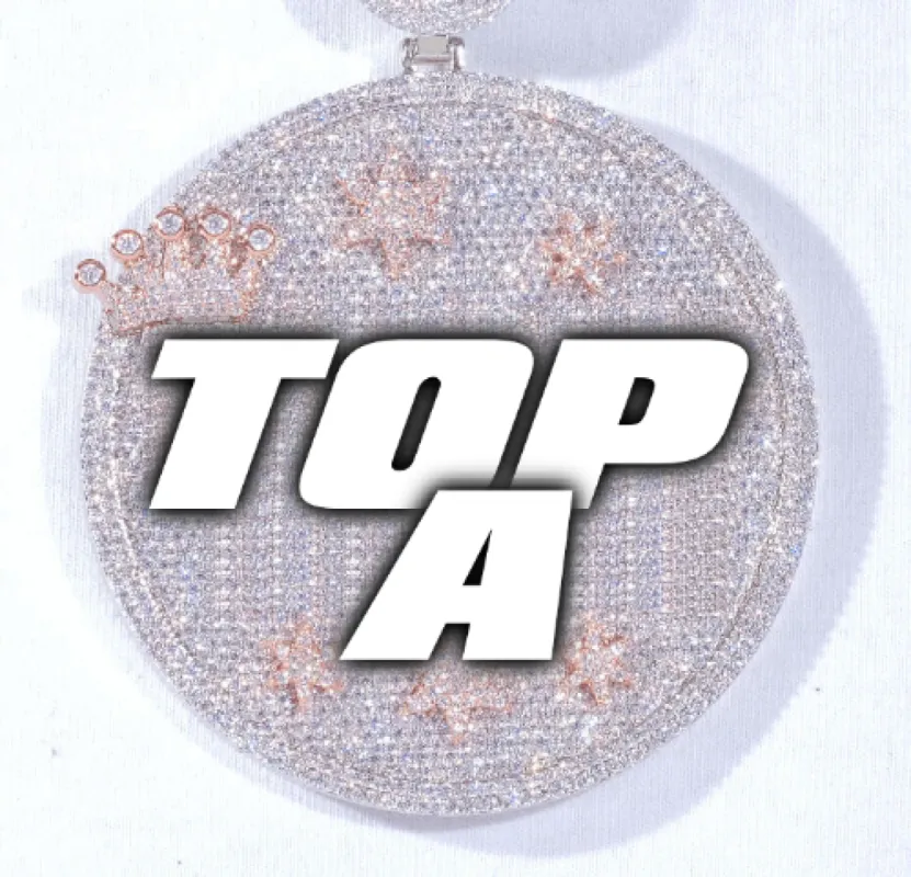 CUSTOM LETTER NECKLACE 3D BIG CROWN DISC sold by The GUU Shop